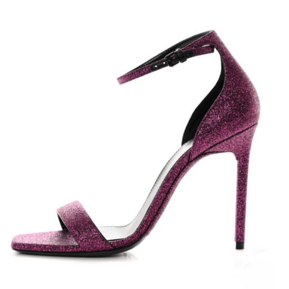 Saint Laurent Amber Sandals in Pink Glitter - Picture 2 of 2